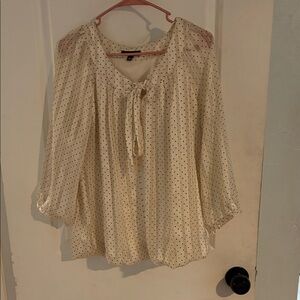 Sara Michelle Cream Blouse with Black Dots